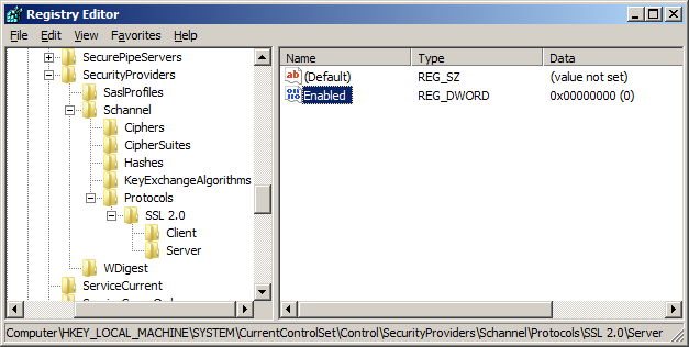 禁用ssl 2.0协议